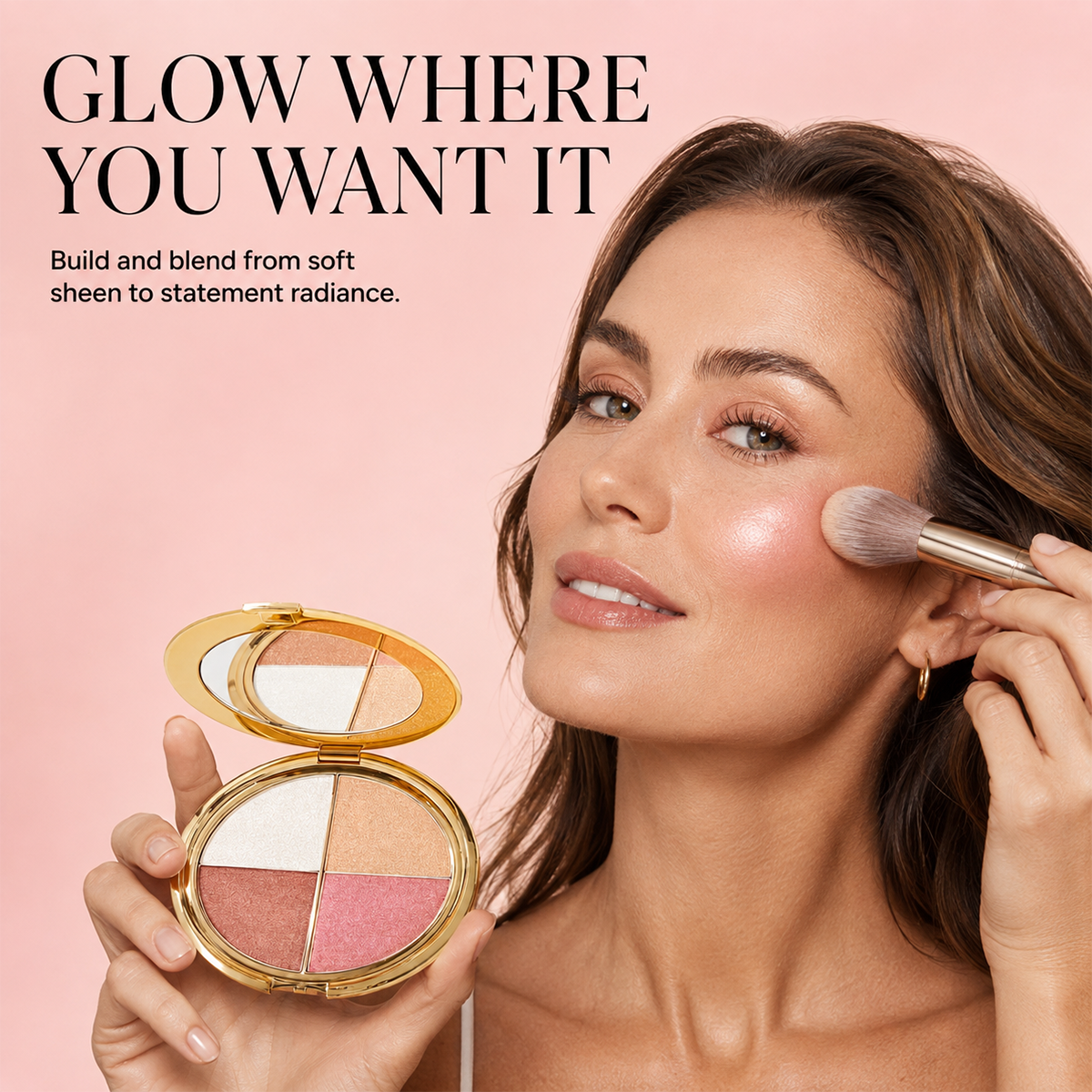 🎁 BUY 2 GET 1 FREE | 4-in-1 Glow Palette – 4 Silky Shades for Eyes & Cheeks, Buildable Radiance & Seamless Blend ✨