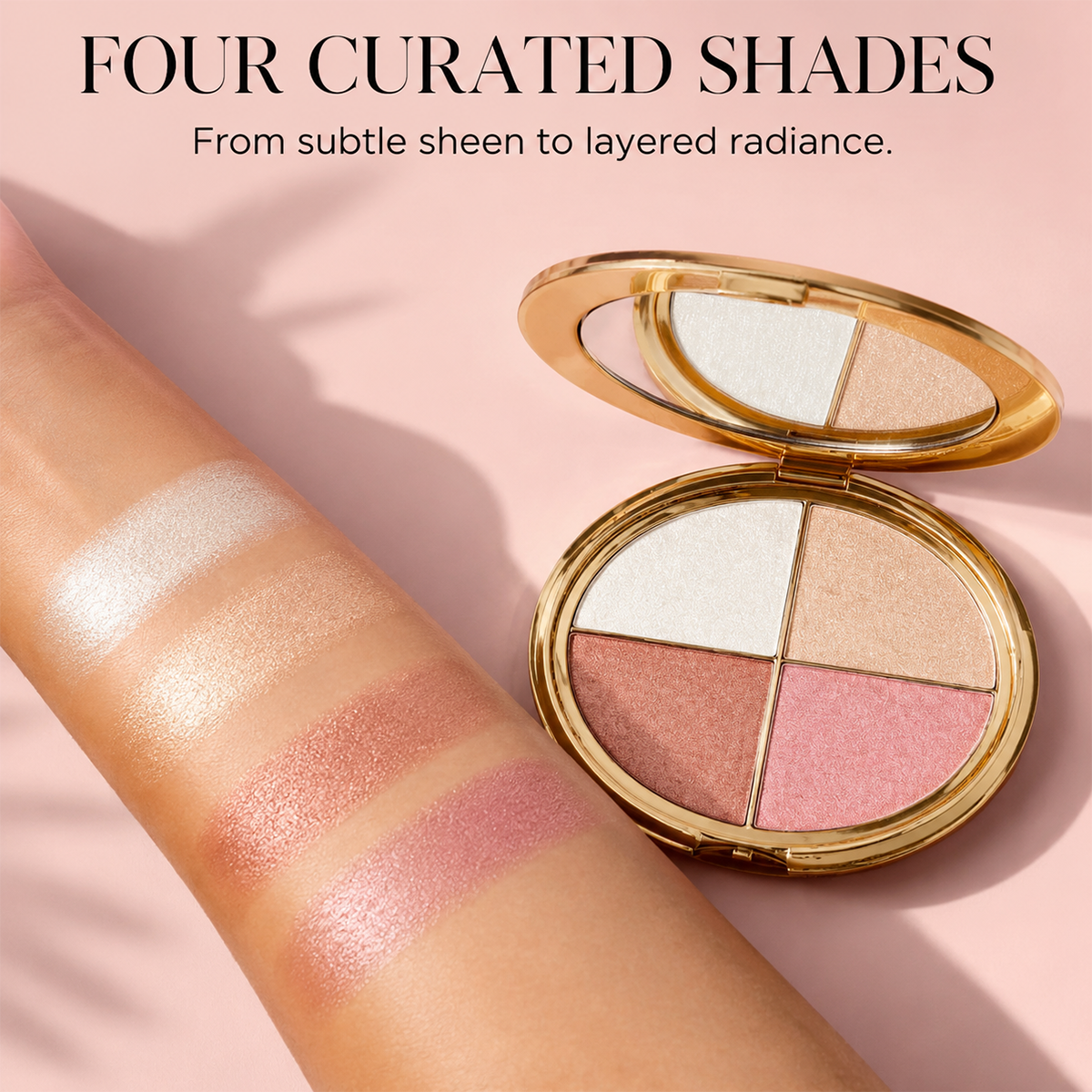 🎁 BUY 2 GET 1 FREE | 4-in-1 Glow Palette – 4 Silky Shades for Eyes & Cheeks, Buildable Radiance & Seamless Blend ✨