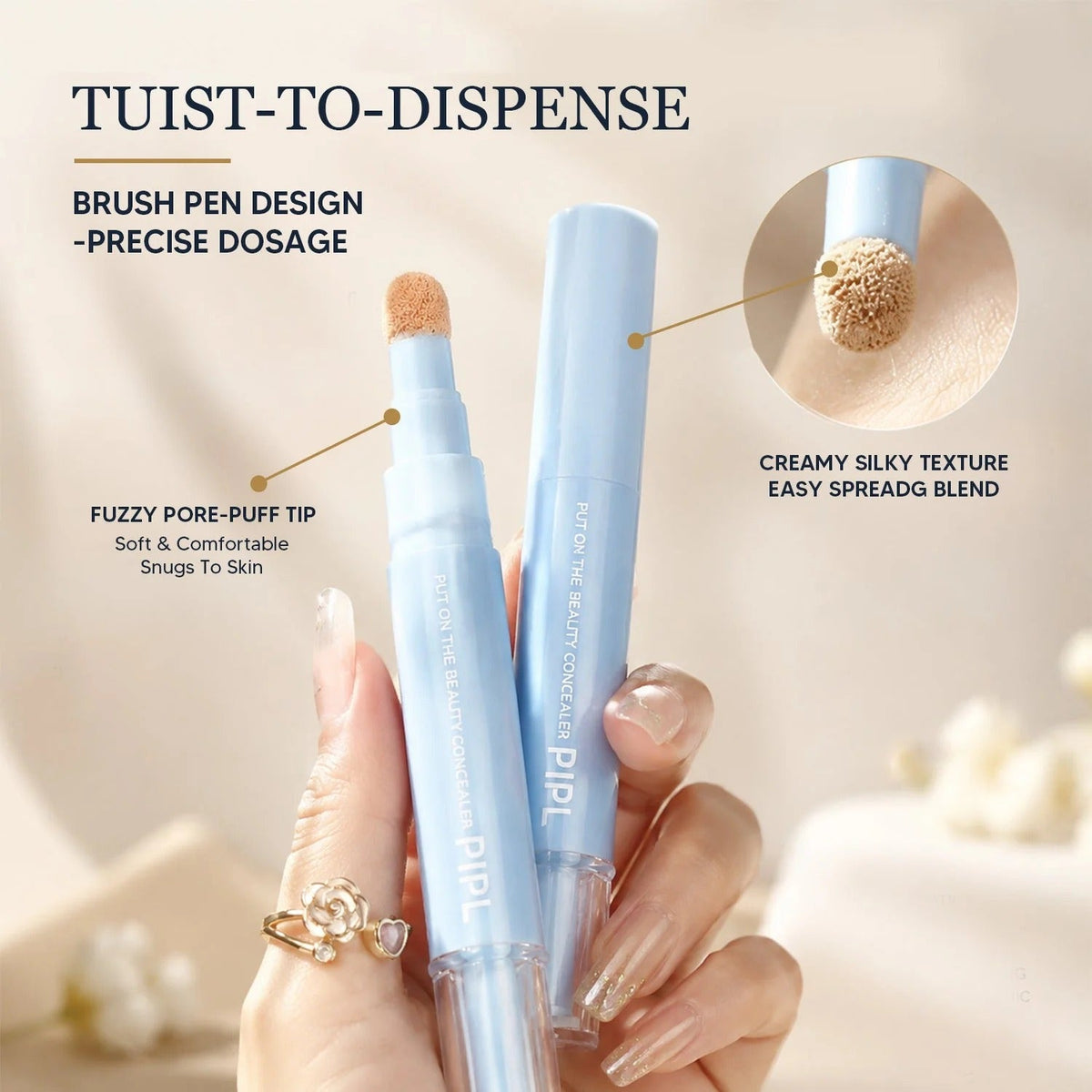 Limited Stock ⏰️Buy 1 Get 1 Free！ 24H Full-Coverage Concealer Pen – Lightweight & Blendable Formula