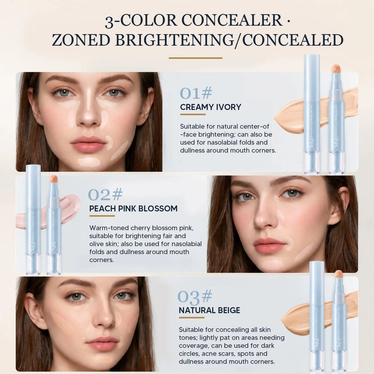 Limited Stock ⏰️Buy 1 Get 1 Free！ 24H Full-Coverage Concealer Pen – Lightweight & Blendable Formula