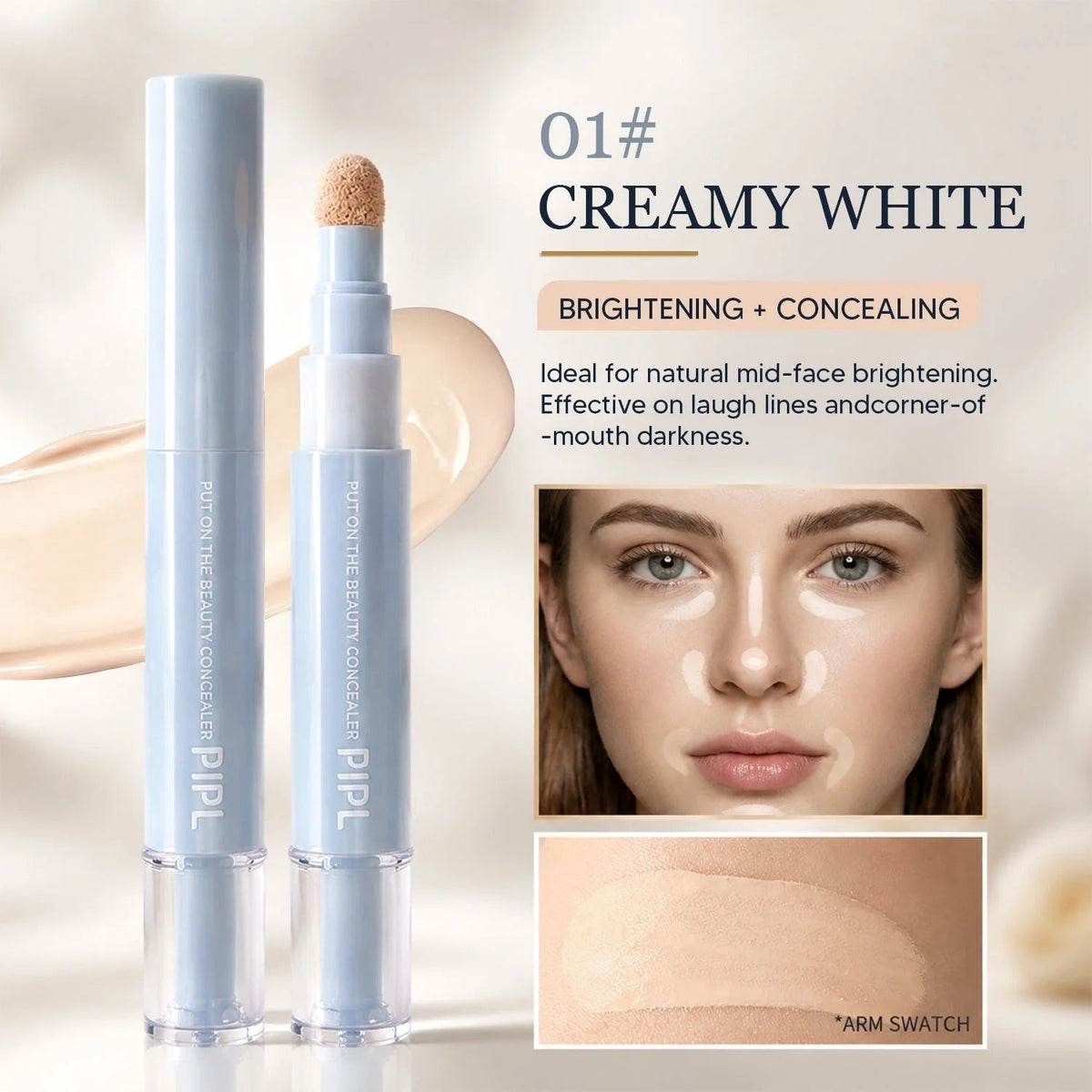 Limited Stock ⏰️Buy 1 Get 1 Free！ 24H Full-Coverage Concealer Pen – Lightweight & Blendable Formula