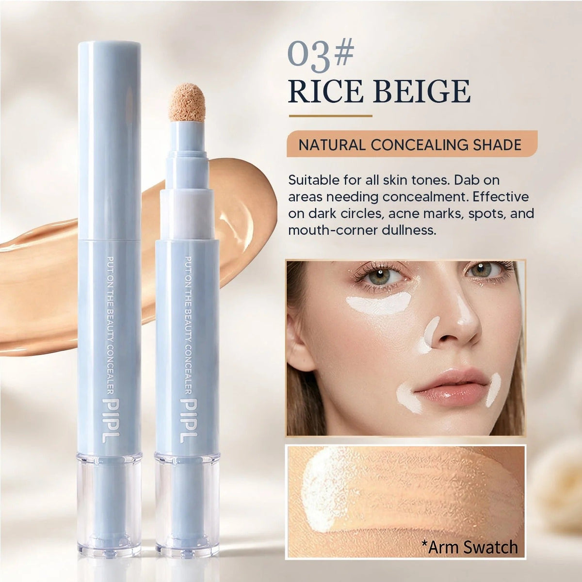 Limited Stock ⏰️Buy 1 Get 1 Free！ 24H Full-Coverage Concealer Pen – Lightweight & Blendable Formula